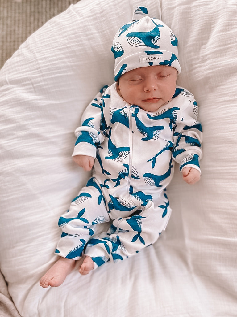 Full Bodysuit in Whale by Kit Cradle Organic Cotton Baby