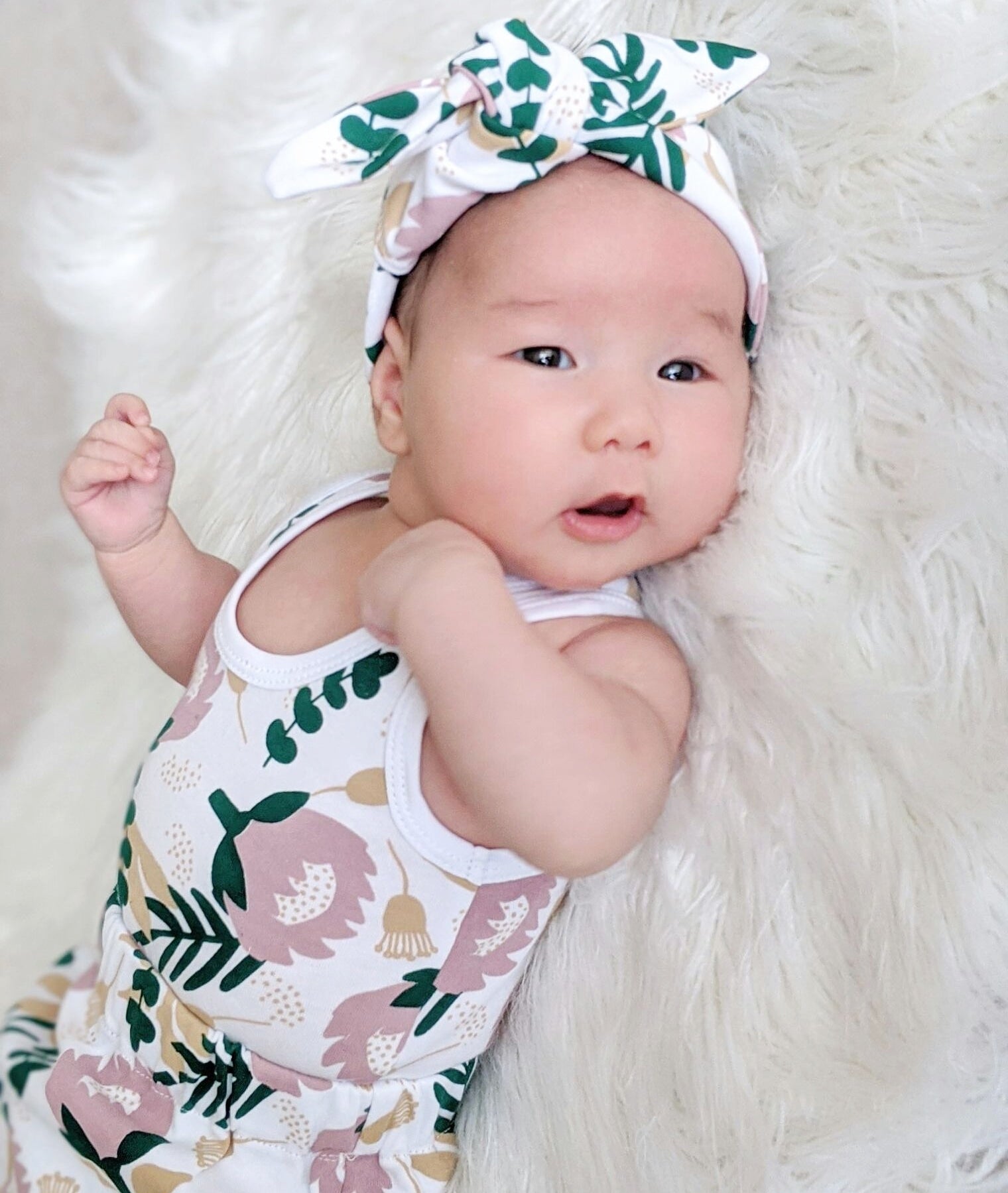 Baby Girl headband in floral protea