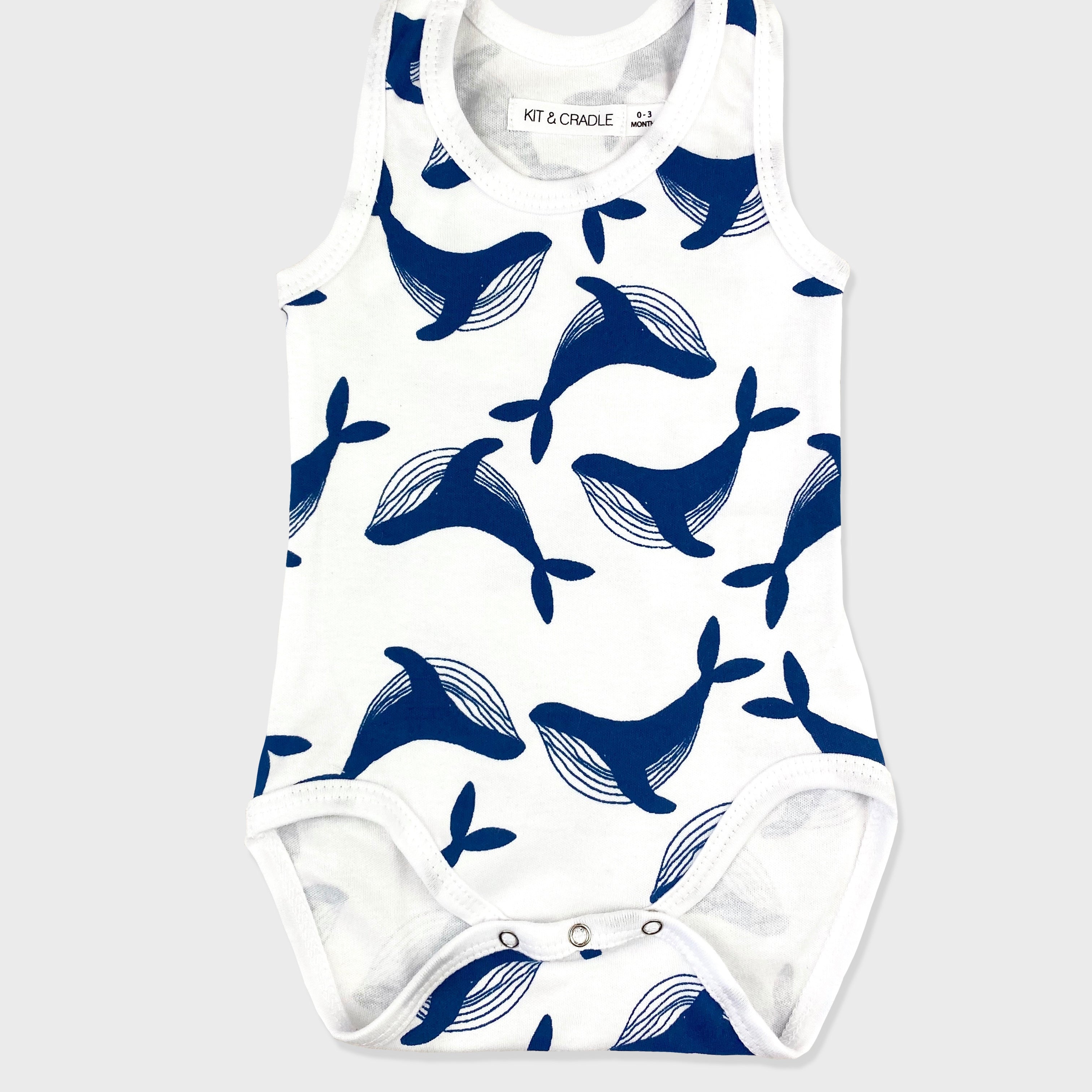 Whale print baby singlet