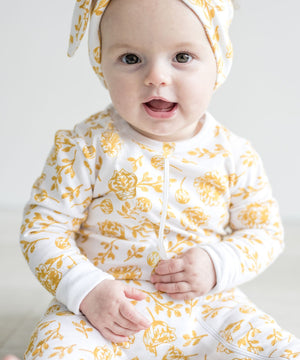 Organic Baby Romper - Golden Peony