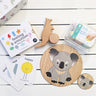Happy Baby Box - Egg chalk, feelings and emotions flash cards, kangaroo pull-toy, koala design placemat and coaster