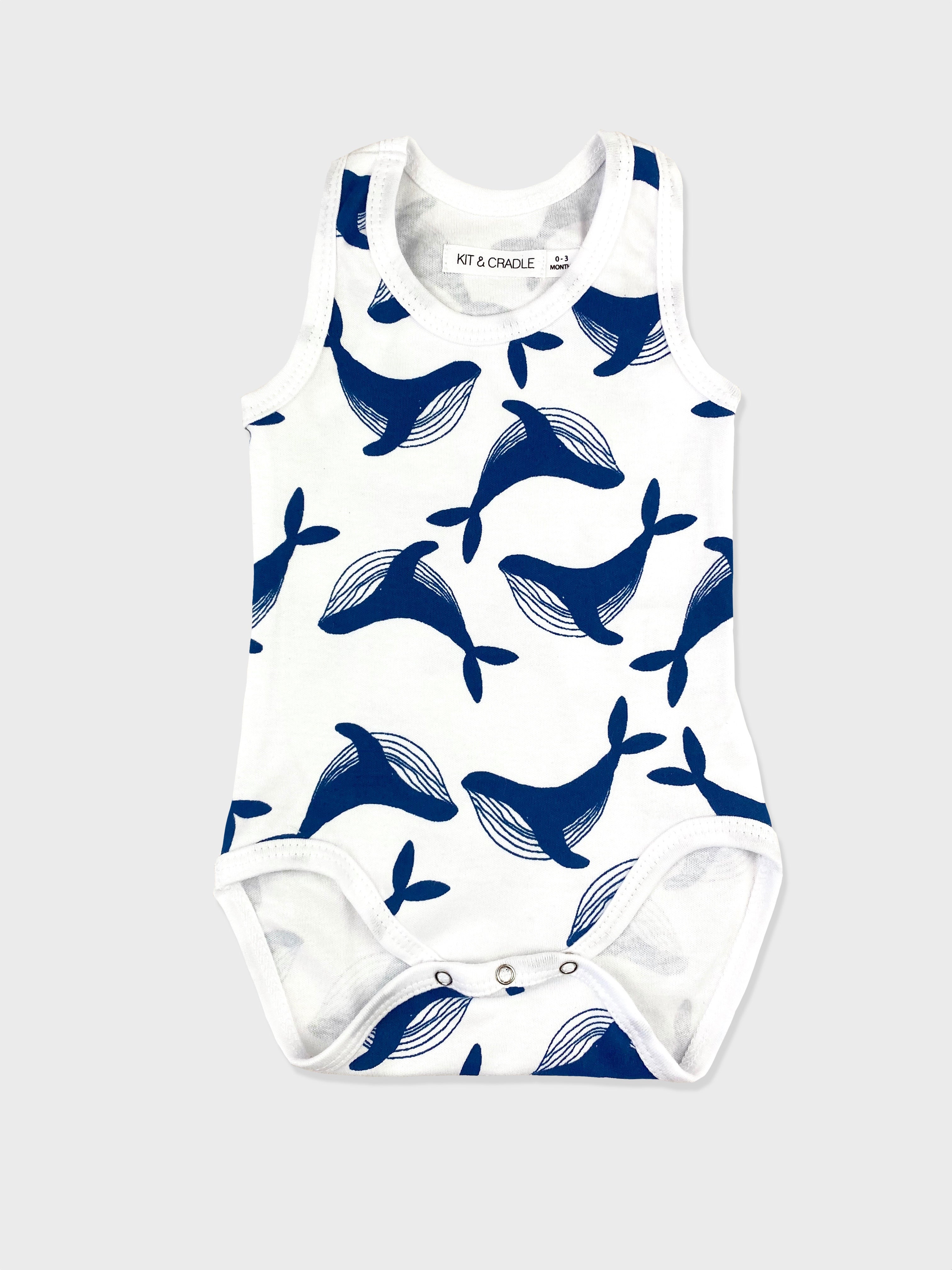 Whale print baby singlet
